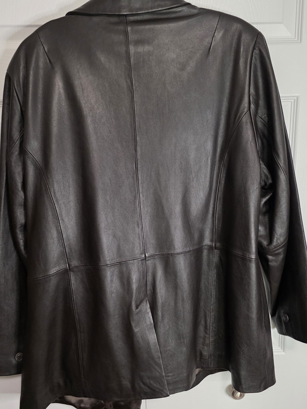 Women's Brown Leather Blazer Jacket - Picture 4 of 7